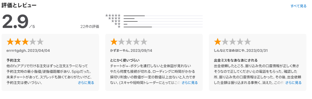 App Store　FXTF　評価